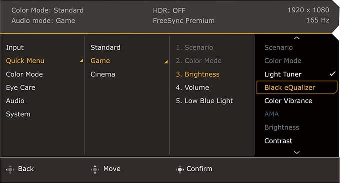 BenQ EX240 OSD Menu