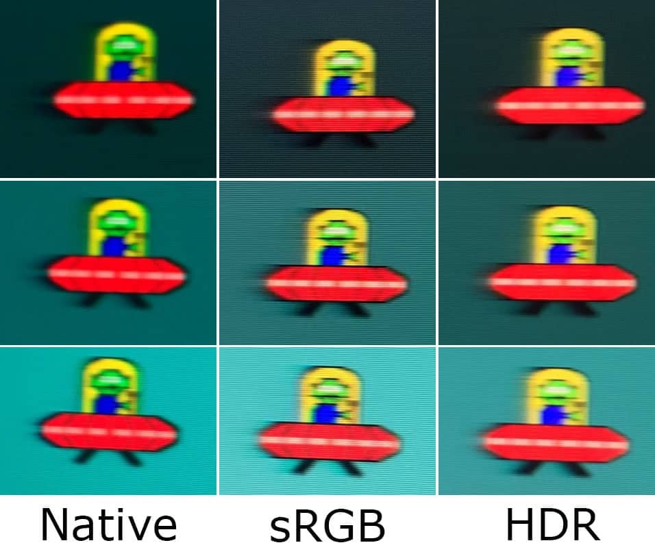 KTC M27T6 UFO Ghosting Test Native vs sRGB vs HDR