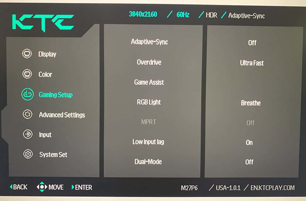 KTC M27P6 OSD Menu 4