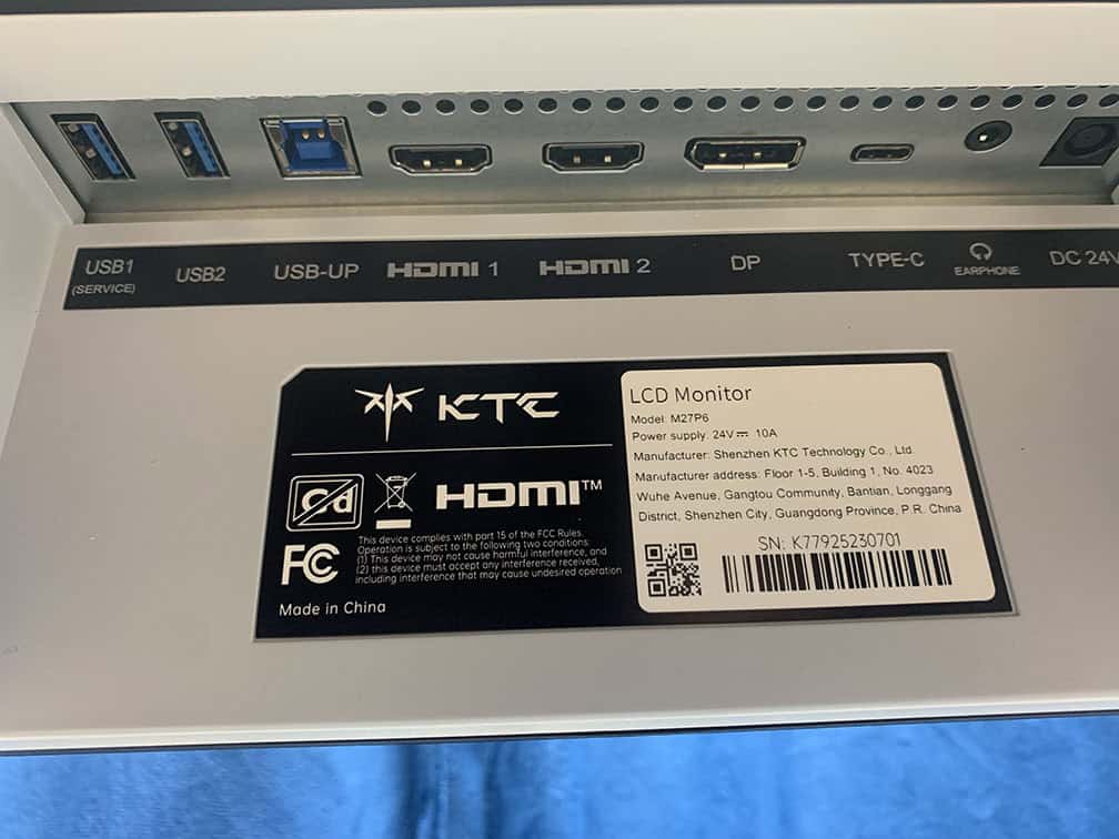 KTC M27P6 Ports