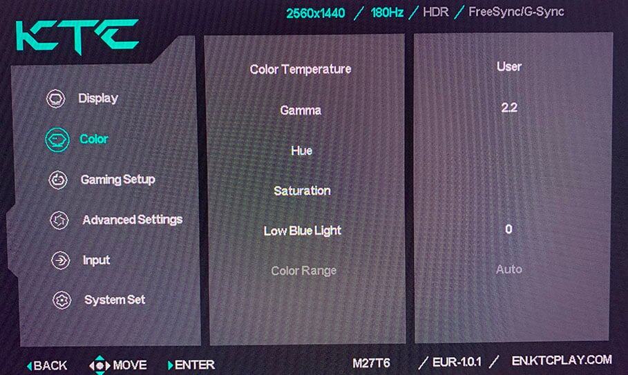 KTC M27T6 OSD Menu 2