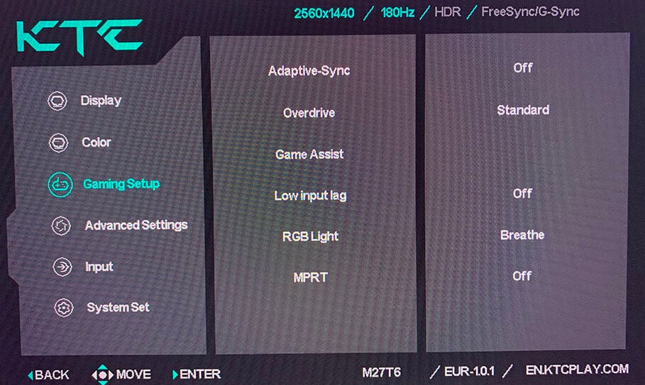 KTC M27T6 OSD Menu 3