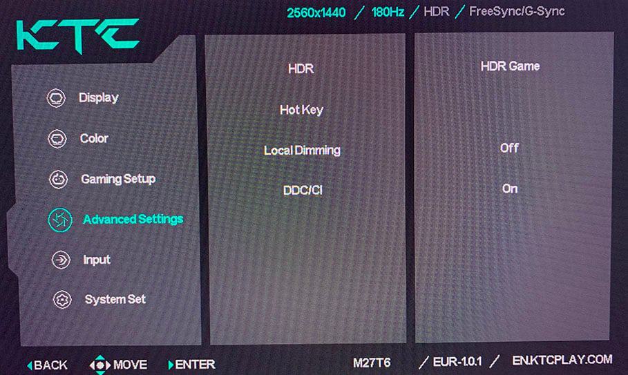 KTC M27T6 OSD Menu 4