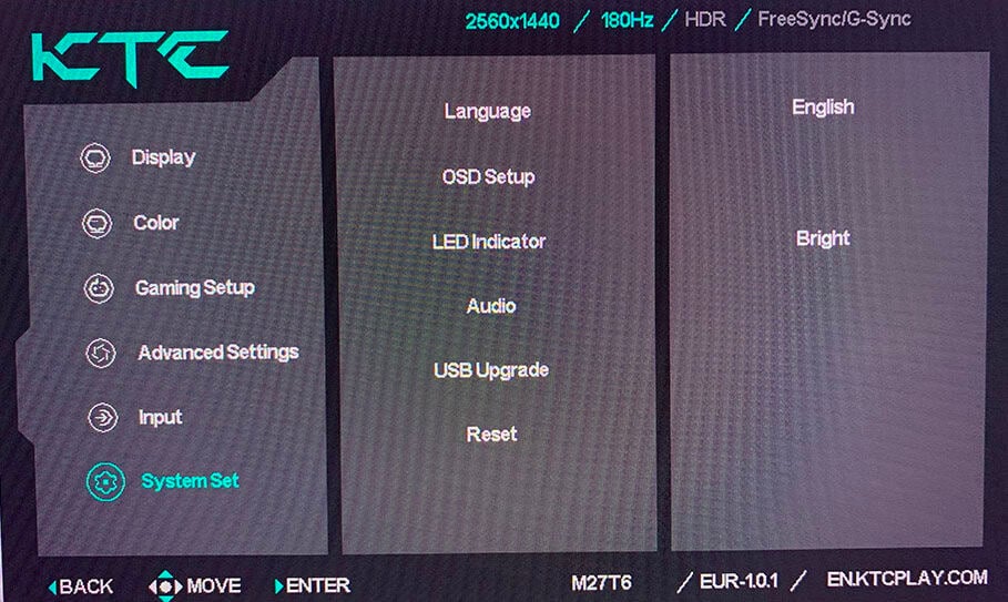 KTC M27T6 OSD Menu 6