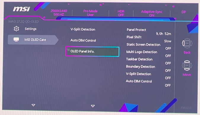 MSI MAG 272Q X50 OSD Menu 1