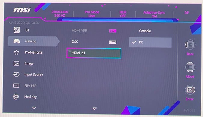 MSI MAG 272Q X50 OSD Menu 10