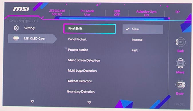 MSI MAG 272Q X50 OSD Menu 2