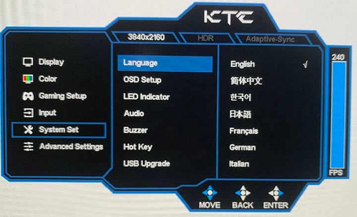 KTC G32P5 OSD Menu 4