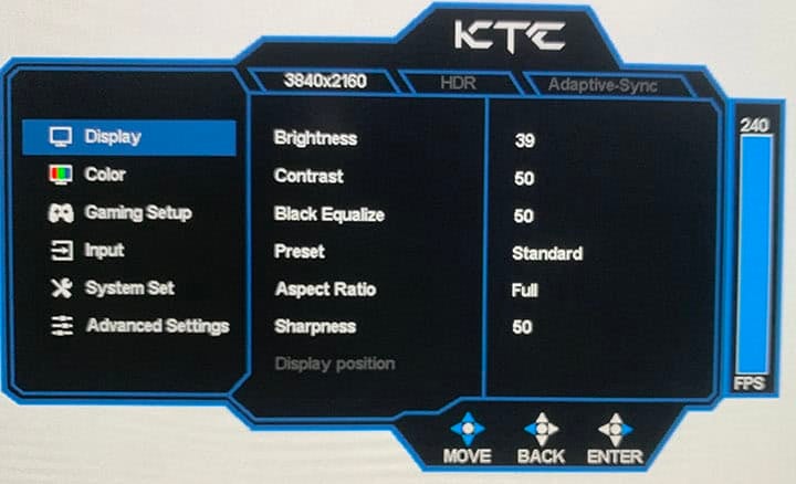 KTC G32P5 OSD Menu 9
