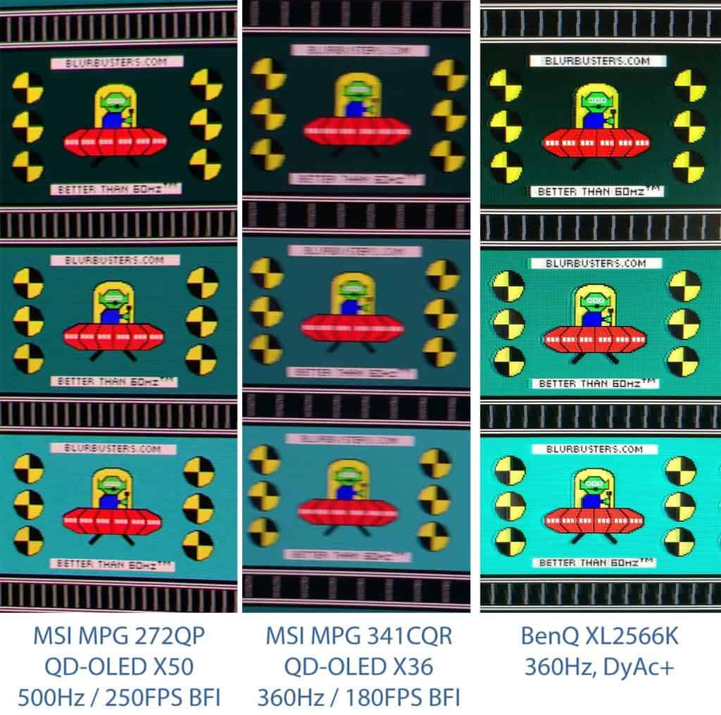 250BFI vs 180BFI vs 360Hz LCD Strobed