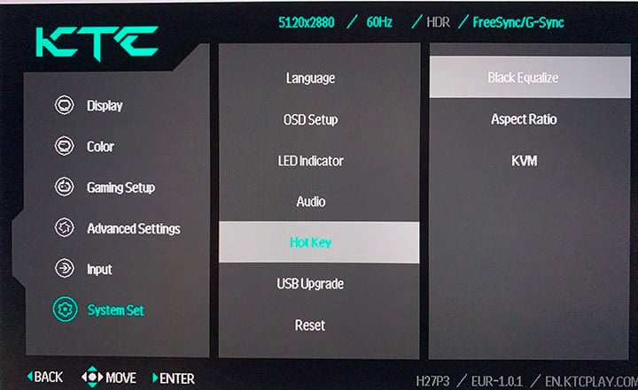 KTC H27P3 OSD Menu 2