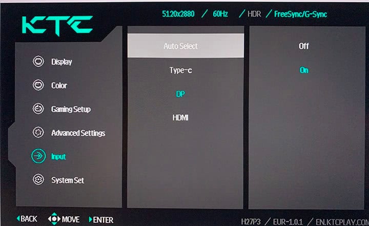 KTC H27P3 OSD Menu 4
