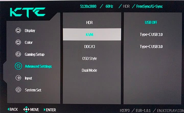 KTC H27P3 OSD Menu 5