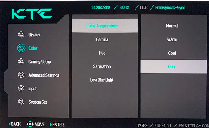 KTC H27P3 OSD Menu 7