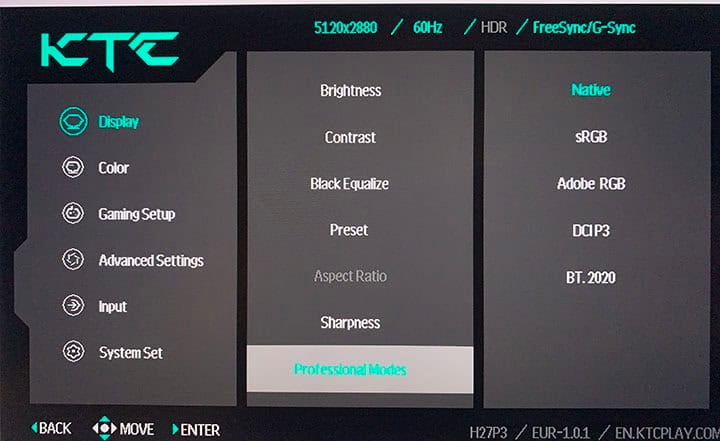 KTC H27P3 OSD Menu 8