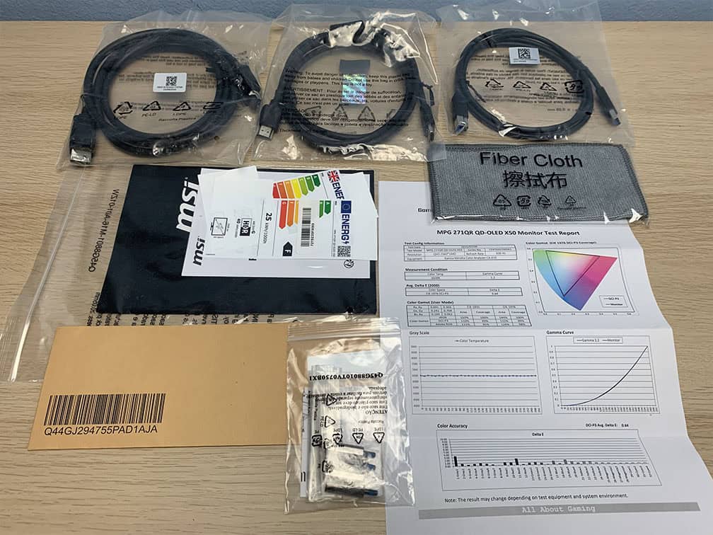 MSI MPG 271QR QD OLED X50 Cables