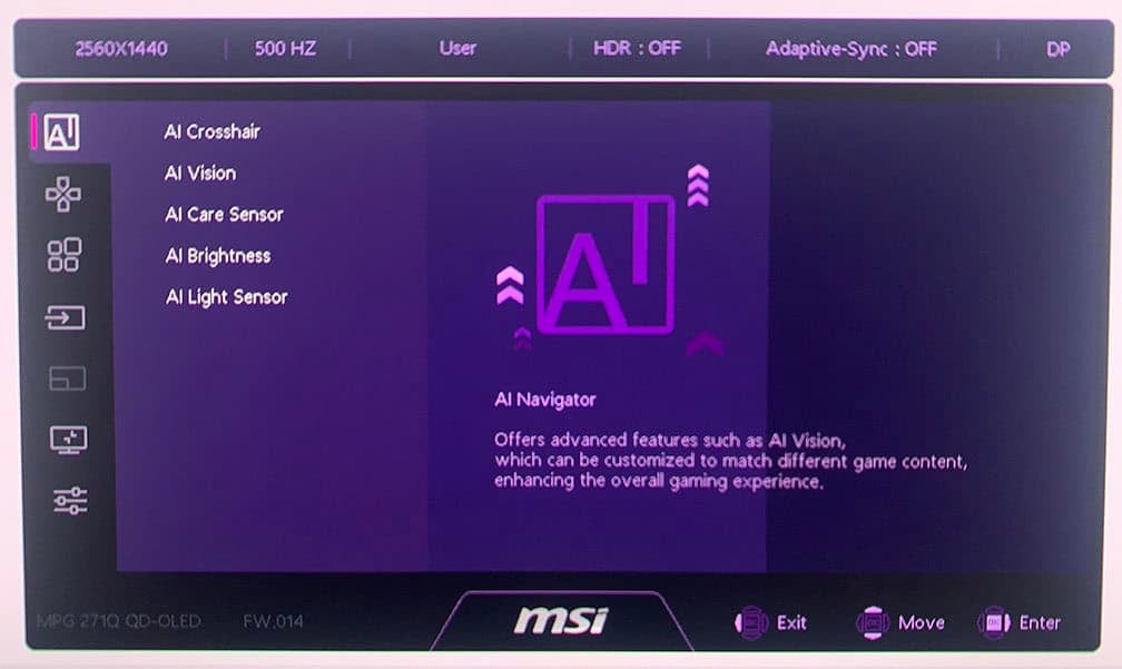 MSI MPG 271QR QD OLED X50 OSD Menu 6