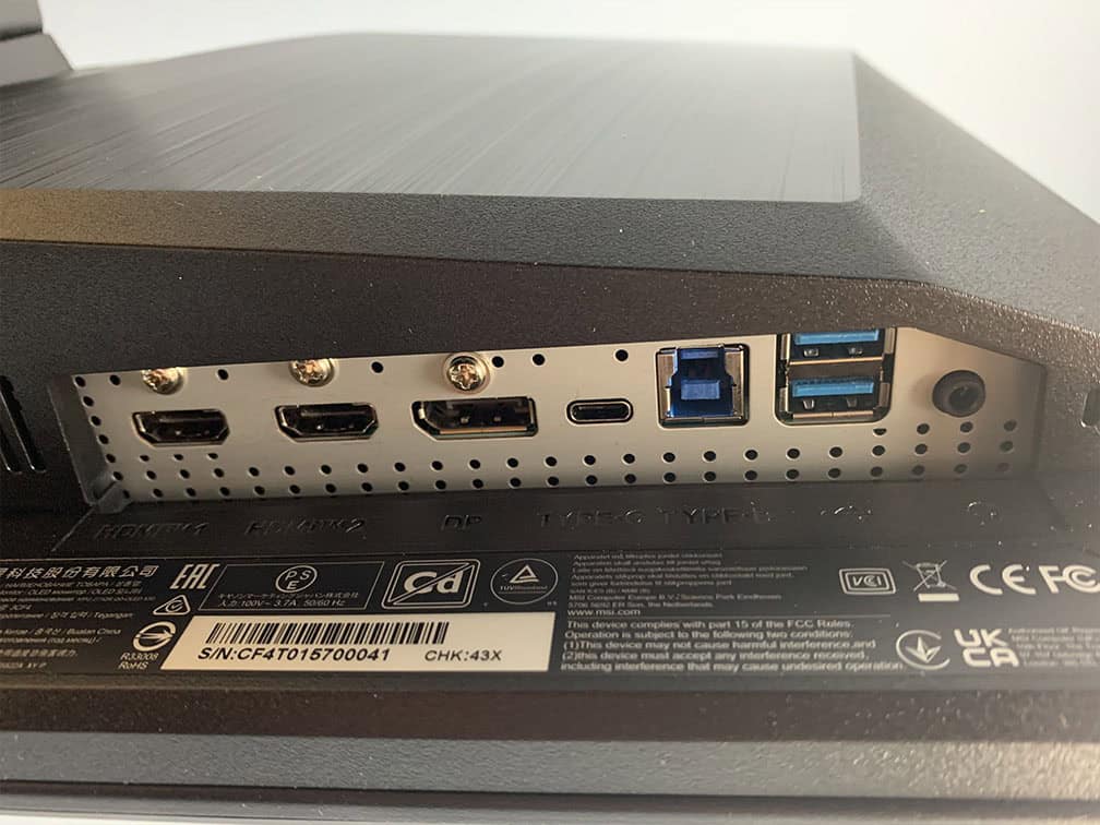 MSI MPG 271QR QD OLED X50 Ports
