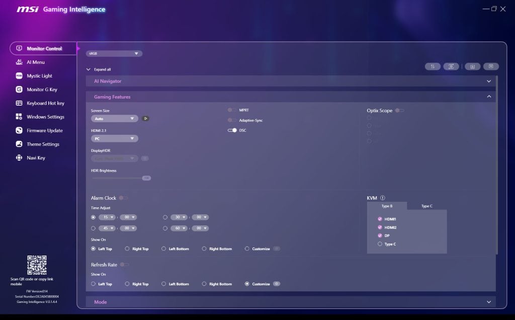 MSI MPG 341CQR QD OLED X36 OSD Menu 11