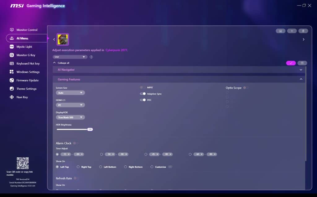 MSI MPG 341CQR QD OLED X36 OSD Menu 8