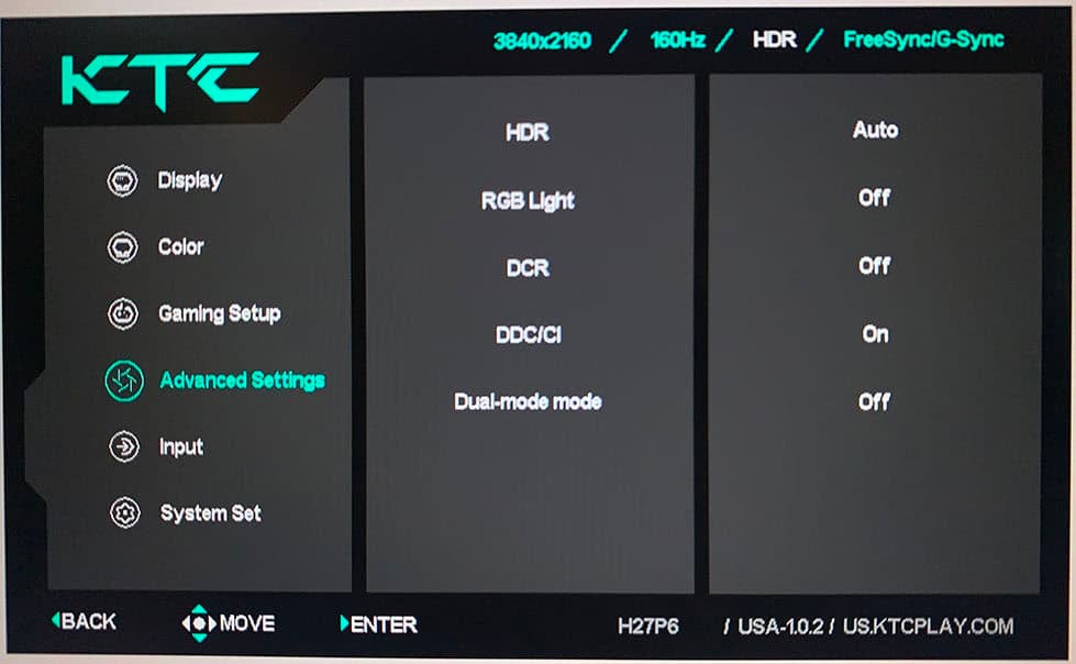 KTC H27P6 OSD Menu 10