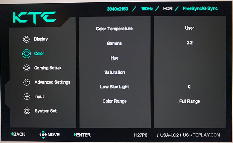 KTC H27P6 OSD Menu 18