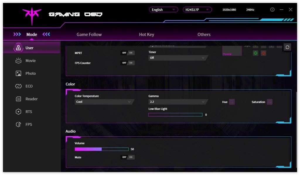 KTC H24S17P OSD Menu 4