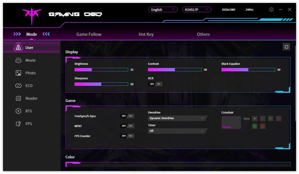 KTC H24S17P OSD Menu 5