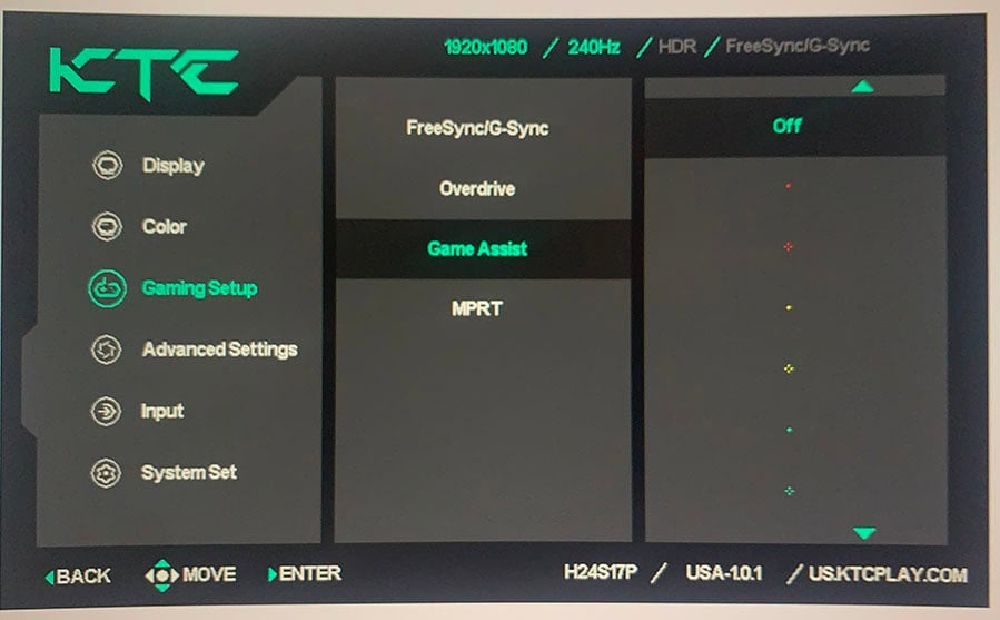 KTC H24S17P OSD Menu Layout 3