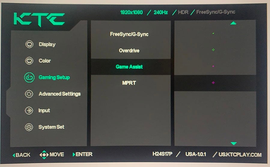 KTC H24S17P OSD Menu Layout 4