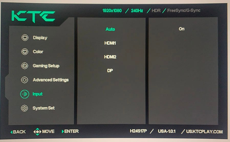 KTC H24S17P OSD Menu Layout 6