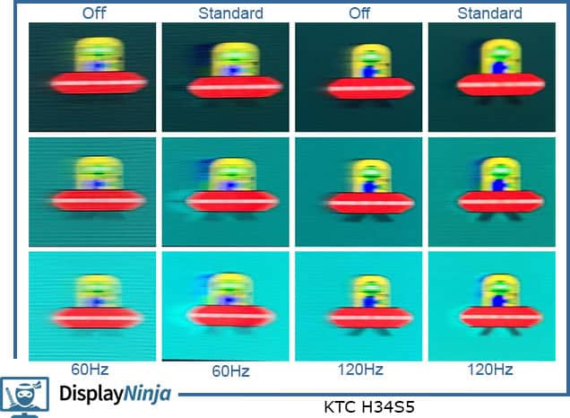 KTC H34S5 60Hz and 120Hz UFO Ghosting Test