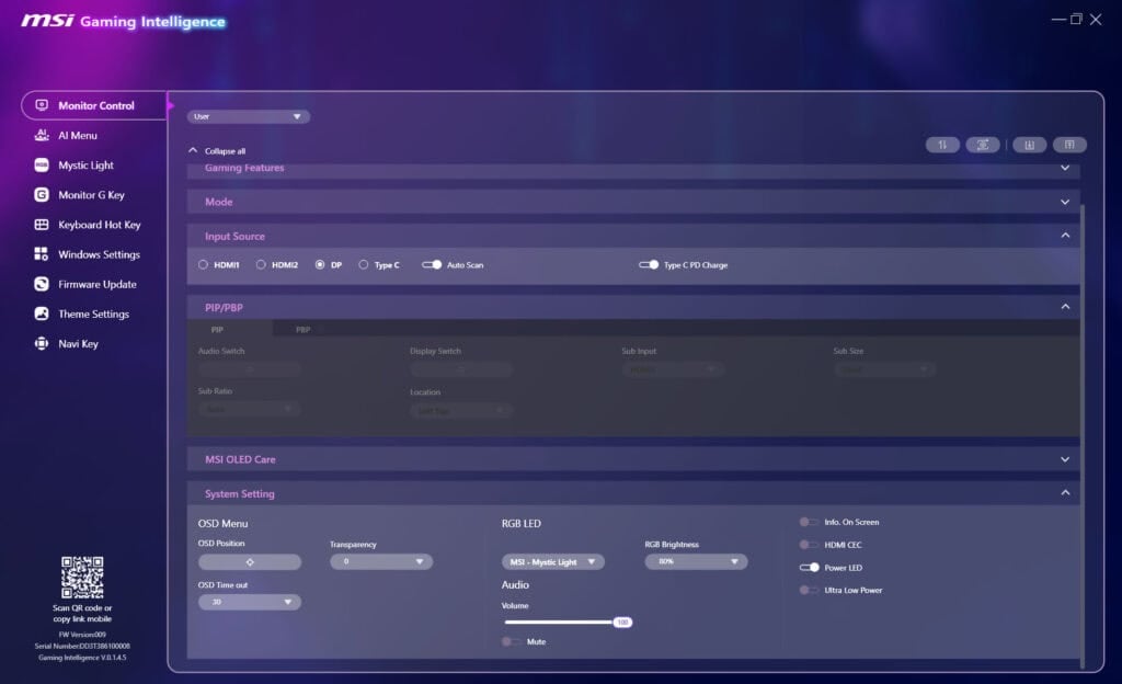 MSI 322UR QD OLED X24 Gaming Intelligence 10