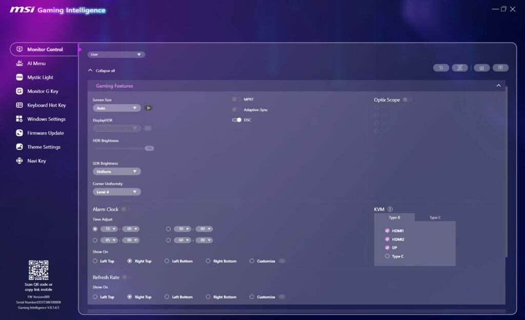MSI 322UR QD OLED X24 Gaming Intelligence 11