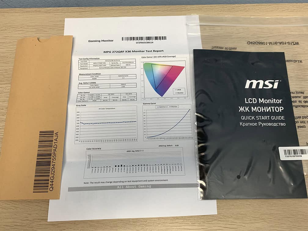 MSI MPG 272QRF X36 Box Contents
