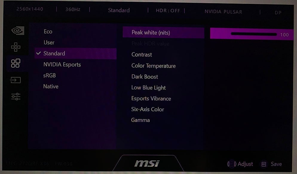 MSI MPG 272QRF X36 OSD Menu 4