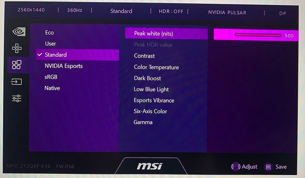 MSI MPG 272QRF X36 OSD Menu 6