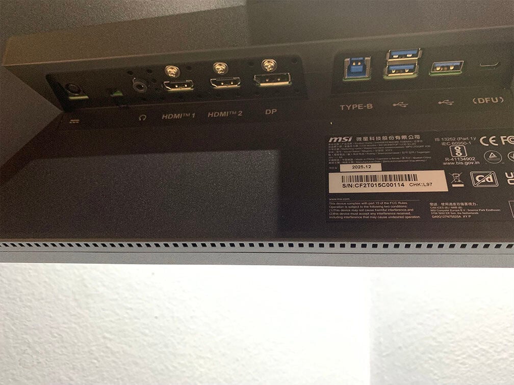 MSI MPG 272QRF X36 Ports