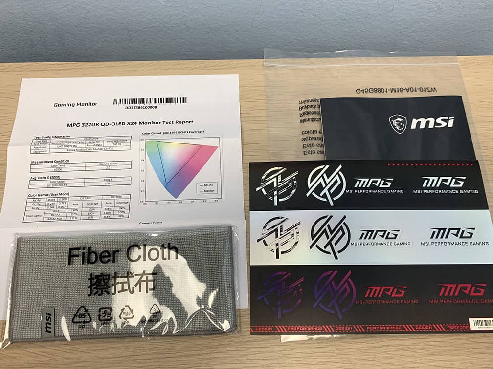MSI MPG 322UR QD OLED X24 Box Contents