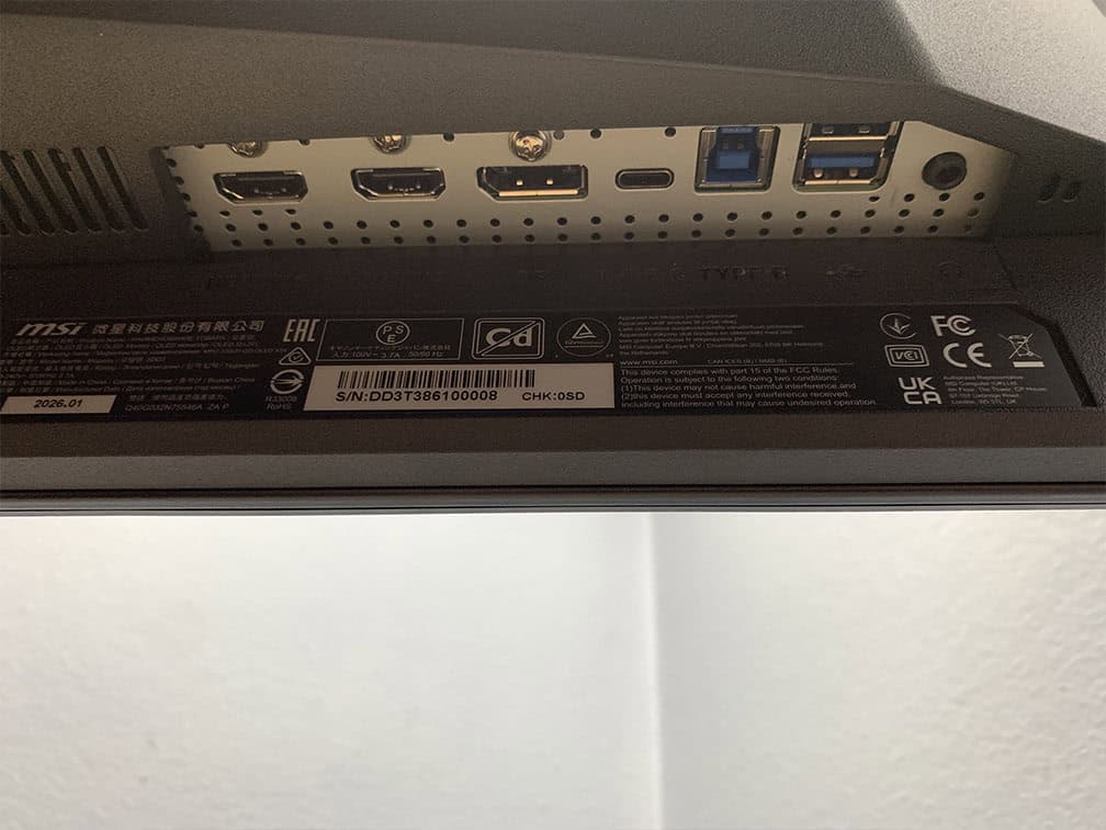 MSI MPG 322UR QD OLED X24 Inputs