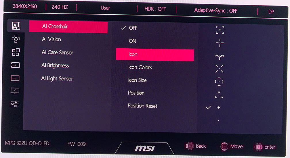 MSI MPG 322UR QD OLED X24 OSD Menu 1