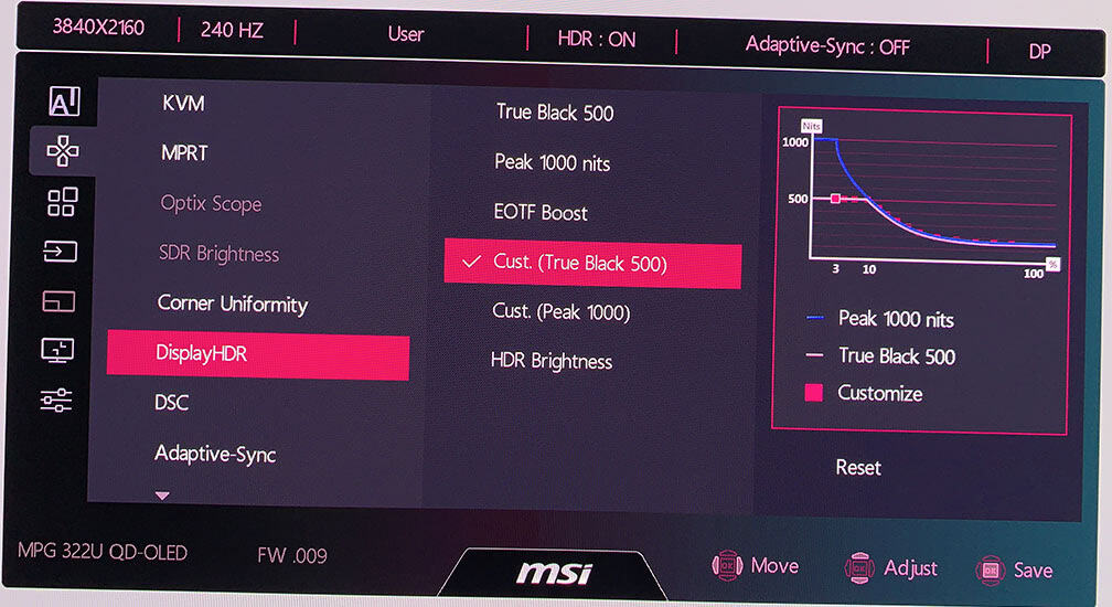 MSI MPG 322UR QD OLED X24 OSD Menu 12
