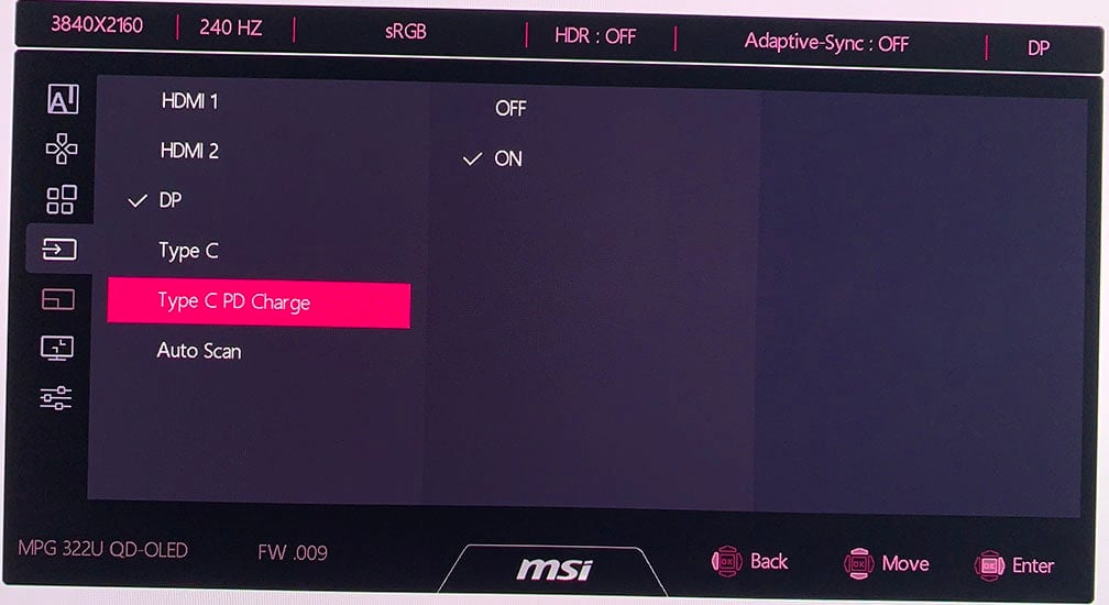 MSI MPG 322UR QD OLED X24 OSD Menu 7
