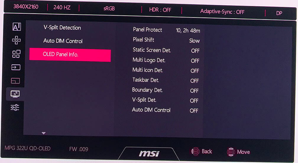 MSI MPG 322UR QD OLED X24 OSD Menu 9