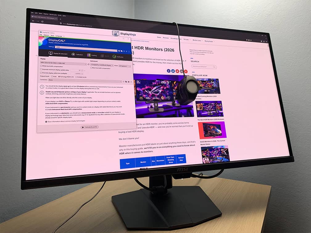 MSI MPG 322UR QD OLED X24 and Calibrite Colorimeter