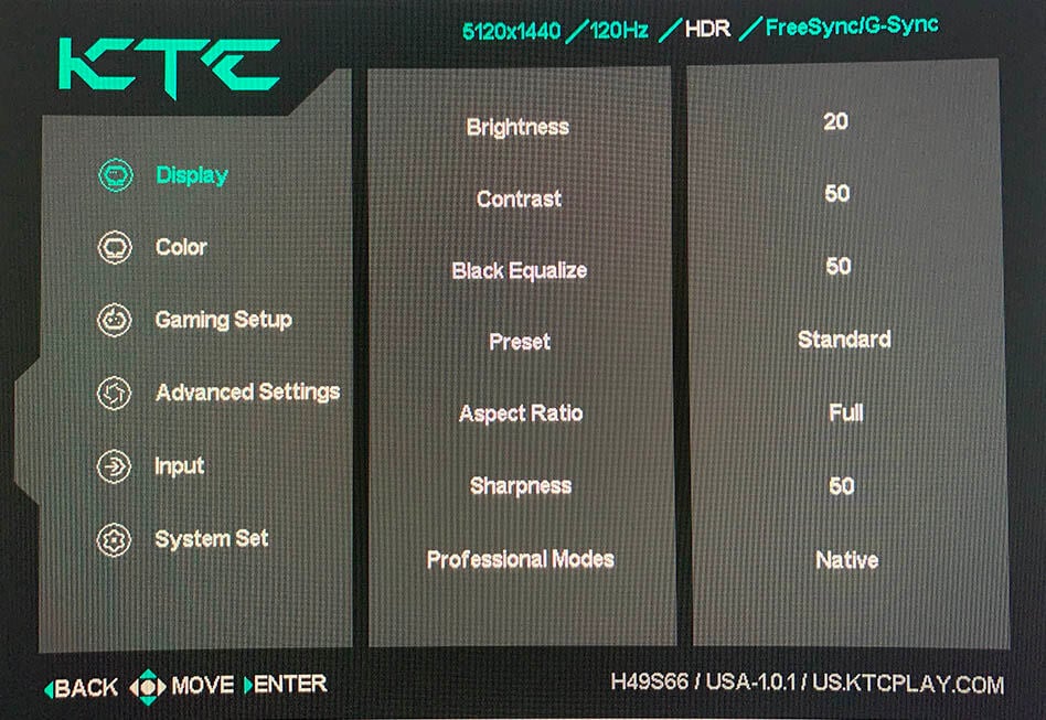 KTC H49S66 OSD Menu 10