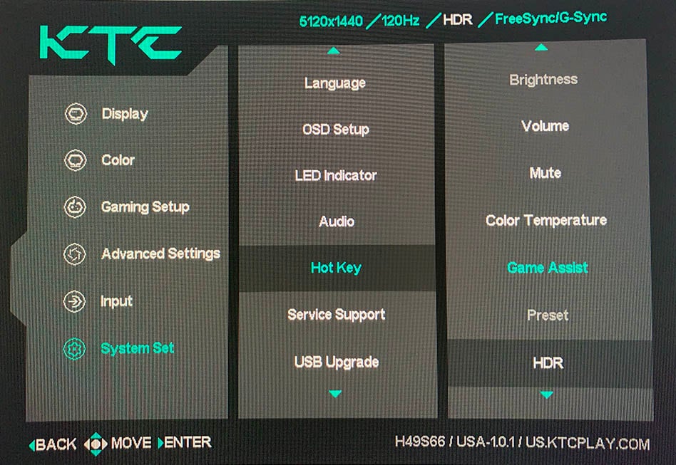 KTC H49S66 OSD Menu 4