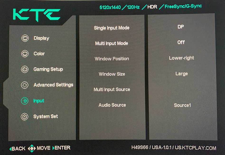 KTC H49S66 OSD Menu 5