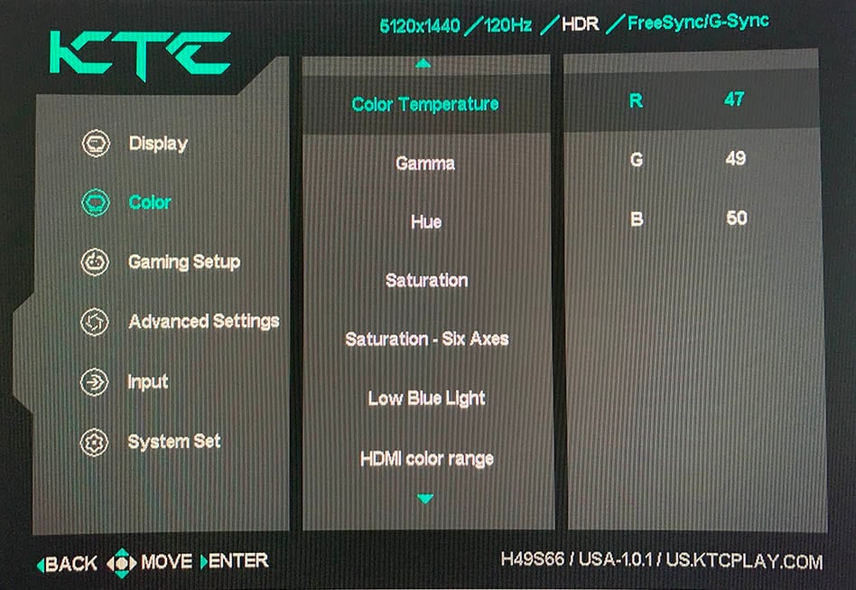KTC H49S66 OSD Menu 9