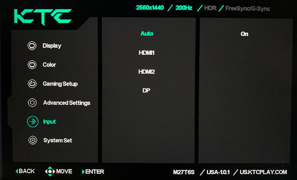 KTC M27T6S OSD Menu 2